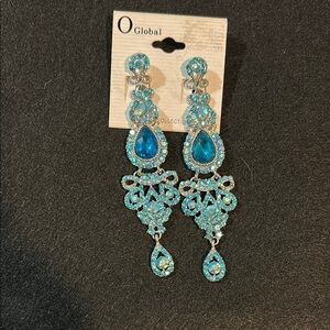 Blue and Silver Dangle Earrings